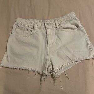 Lucky Brand White Jean Shorts Frayed Hem High-Waisted